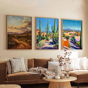 Set of 3 Tucson Posters, Tucson Arizona Prints, Tucson Travel Poster Set, Arizona Desert Wall Art Decor, Tucson Landscape Print Set