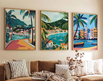 Set of 3 Port Louis Posters, Mauritius Travel Prints, Island Wall Art Set, Port Louis City Prints, Mauritius Decor, Port Louis Gift Posters