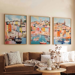 Set of 3 Brixham Posters, Devon Wall Art, UK Travel Prints, Brixham Harbour Poster Set, Coastal Decor, Fishing Village Gift