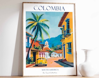 Colombia Print, Colombia Travel Poster, South America Travel Art, Tropical Decor, Botanical Art, South American Wall Art, Colombian Gift