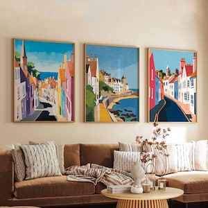 Set of 3 Kirkcaldy Posters, Scotland Travel Prints, Coastal Wall Art Set, Fife Poster Prints, Scottish Town Decor Gift Set