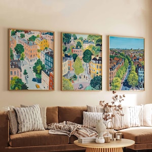 Set of 3 Kensington Posters, London Travel Prints, UK Wall Art Set, Elegant Poster Prints, City Decor Gift Set