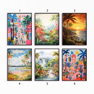 Guyana Poster Set, Caribbean Travel Prints, Floral Art, Tropical Decor, Folk Art Poster, Gallery Wall, Travel Gift, A1/A2/A3/A4