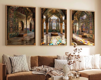 Set of 3 Isfahan Posters, Iran Poster, Persian Poster, Historical Poster, Islamic Poster, Architecture Poster, Isfahan Travel Art, Iran Art