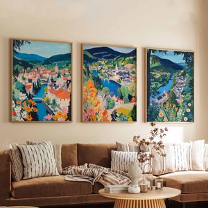 Set of 3 Dunkeld Posters, Scotland Travel Prints, Dunkeld Wall Art Set, Scottish Village Poster Prints, Dunkeld Decor Gift Idea