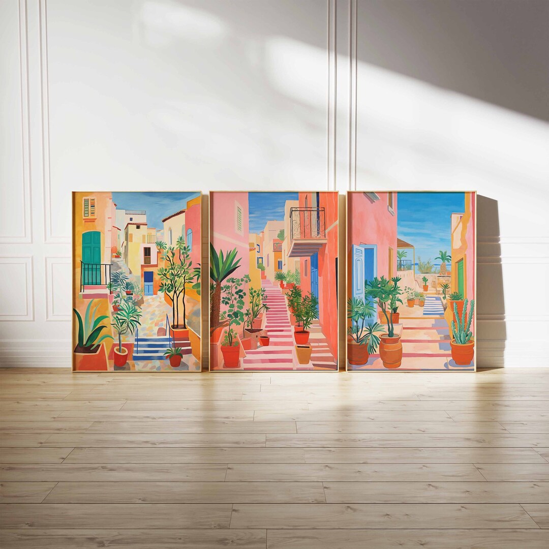 Ensemble De 3 Affiches Sur Toile Géométriques Vertes Avec Impression De Lignes Abstraites Peinture Nordique Images Minimalistes Modernes Pour Décoration Maison Salon-40*60Cm=16*24 Pouces (Sans Cadre