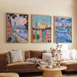 Set of 3 London Posters, UK Travel Prints, London Wall Art Set, British Landmark Poster Set, Modern London Prints, Cityscape Decor Gift