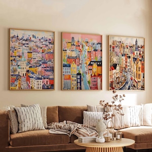 Set of 3 Shoreditch Posters, London Travel Prints, Urban Art Wall Decor Set, Trendy Street Scene Poster Prints, Modern Gift Idea