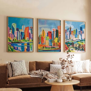 Set of 3 Calgary Canada Posters, Travel Posters Set, Calgary Prints, Canadian Wall Art, Calgary City Decor, Calgary Skyline Print
