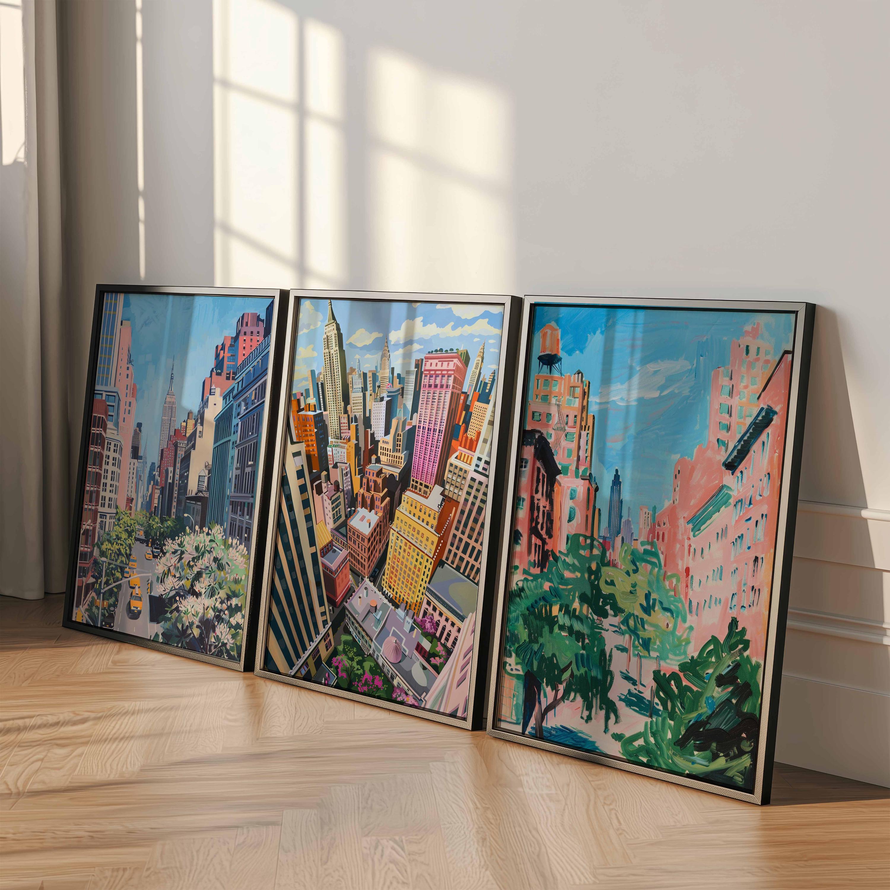 Set of 3 New York Posters, New York City Wall Art, USA Travel Prints ...