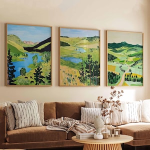Set of 3 Wyoming Posters, USA National Parks Prints, Yellowstone Grand Teton Wall Art, Rocky Mountain Decor, Wyoming Travel Art Sets