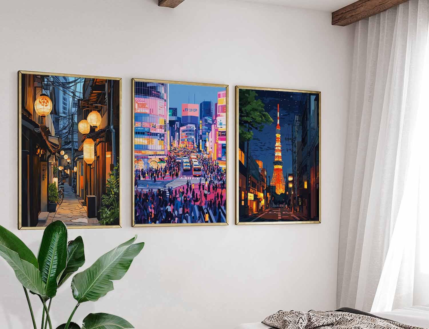 Set of 3 Tokyo Posters, Japan Travel Prints, Japanese City Wall