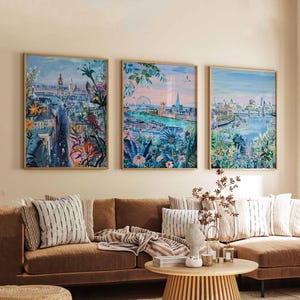 Set of 3 London Posters, UK Travel Prints, London Wall Art Set, British Landmark Poster Set, Modern London Prints, Cityscape Decor Gift