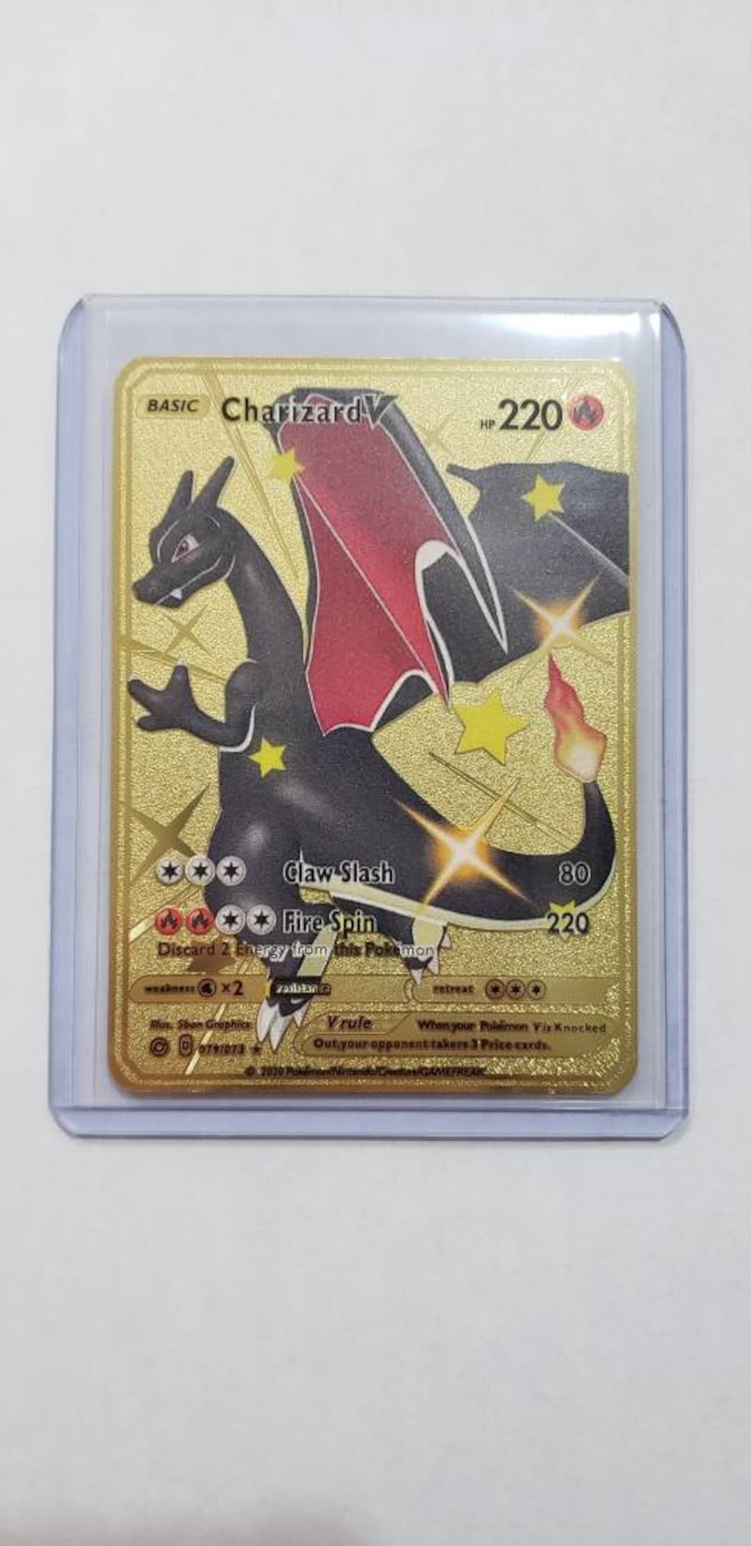 Carta Pokémon Customizada Charizard V Shiny Metal Dourado