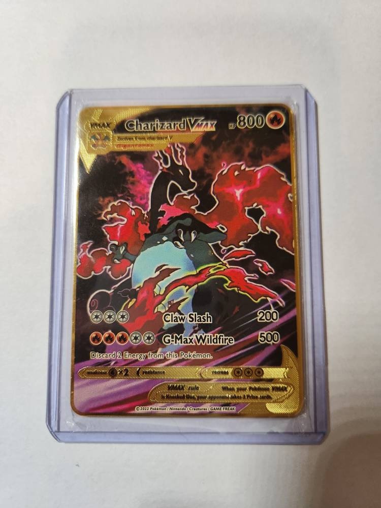 Charizard VMAX Shiny Gold Metal Pokemon Card -  Denmark