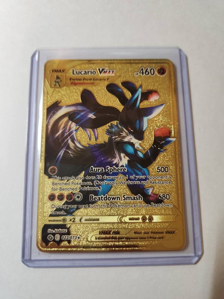 Pokemon TCG Lucario Shiny Vmax Holo Custom Card 