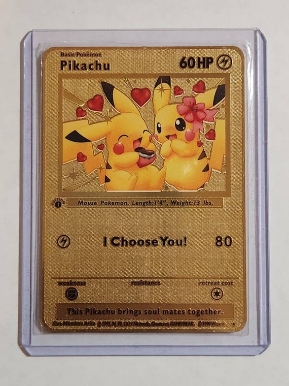 Pokemon Gold Metal Card Pikachu i Choose You 