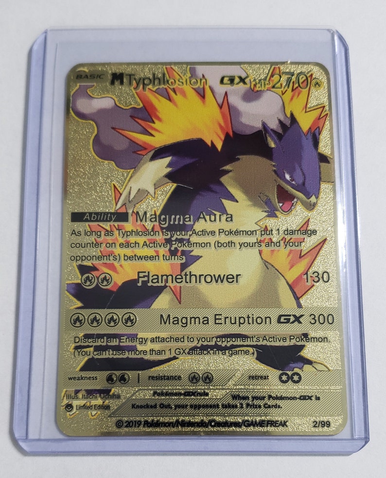 Pokemon Mega Typhlosion GX Textured Gold Metal Custom Card Etsy