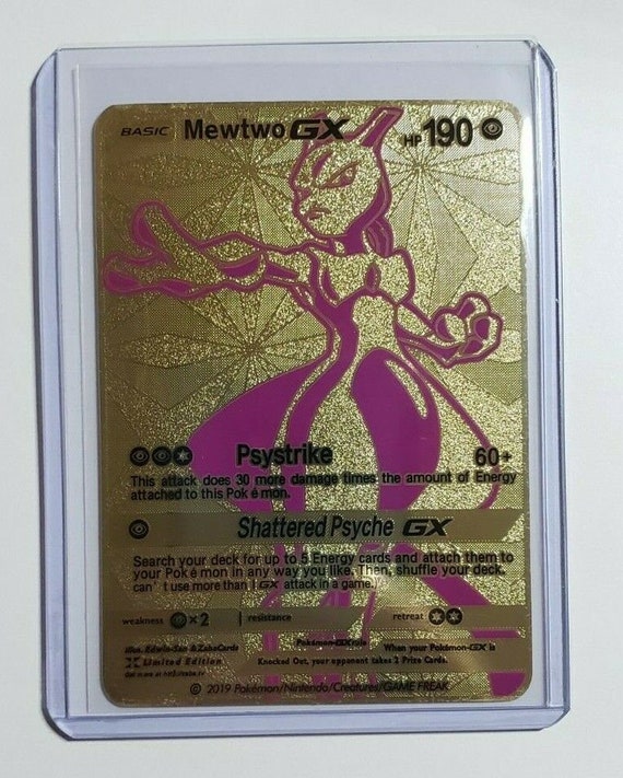 GOLD Mewtwo GX metal collector's Replica