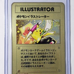 Pokemon Pikachu Illustrator Japanese 1998 Gold Metal Custom 