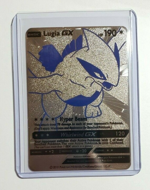 Pokemon Lugia GX Full Art Silver Metal Custom Card Hard Metal -   Portugal