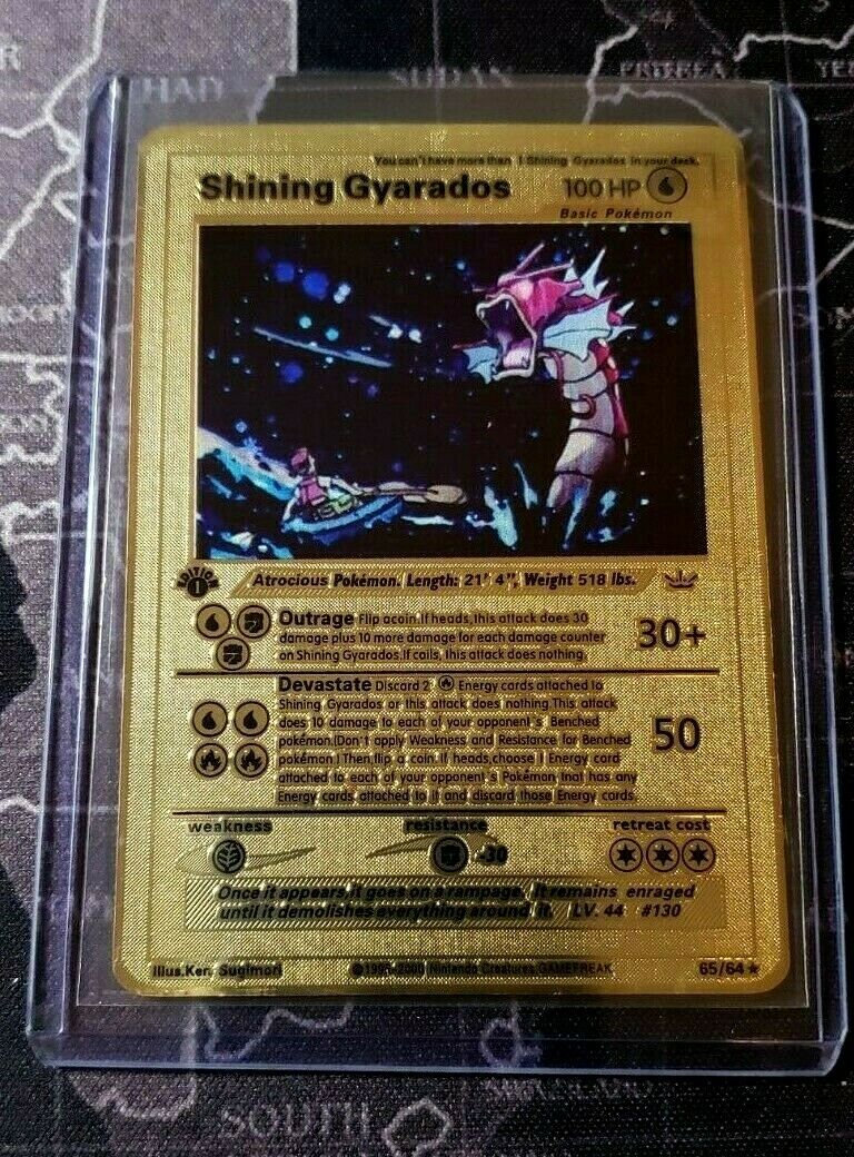 Pokemon Shining Gyarados Gold Metal Custom Card Neo Destiny Card Top Loader  - Etsy