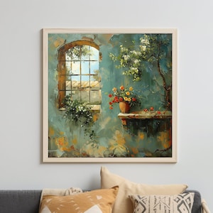 Vintage Landscape Oil Painting, Original Flower Oil Painting On Canvas, Hand Painted Large Oil Painting, Floral Scenery Oil Painting