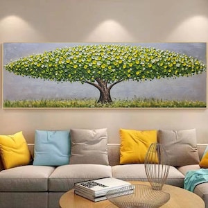 Groot formaat - Originele Life Tree Painting op canvas - Landschap olieverfschilderij - Kunst aan de muur voor woonkamer, eetkamer, slaapzaal en boerderij