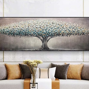Groot formaat - Originele Life Tree Painting op canvas - Landschap olieverfschilderij - Kunst aan de muur voor woonkamer, eetkamer, slaapzaal en boerderij