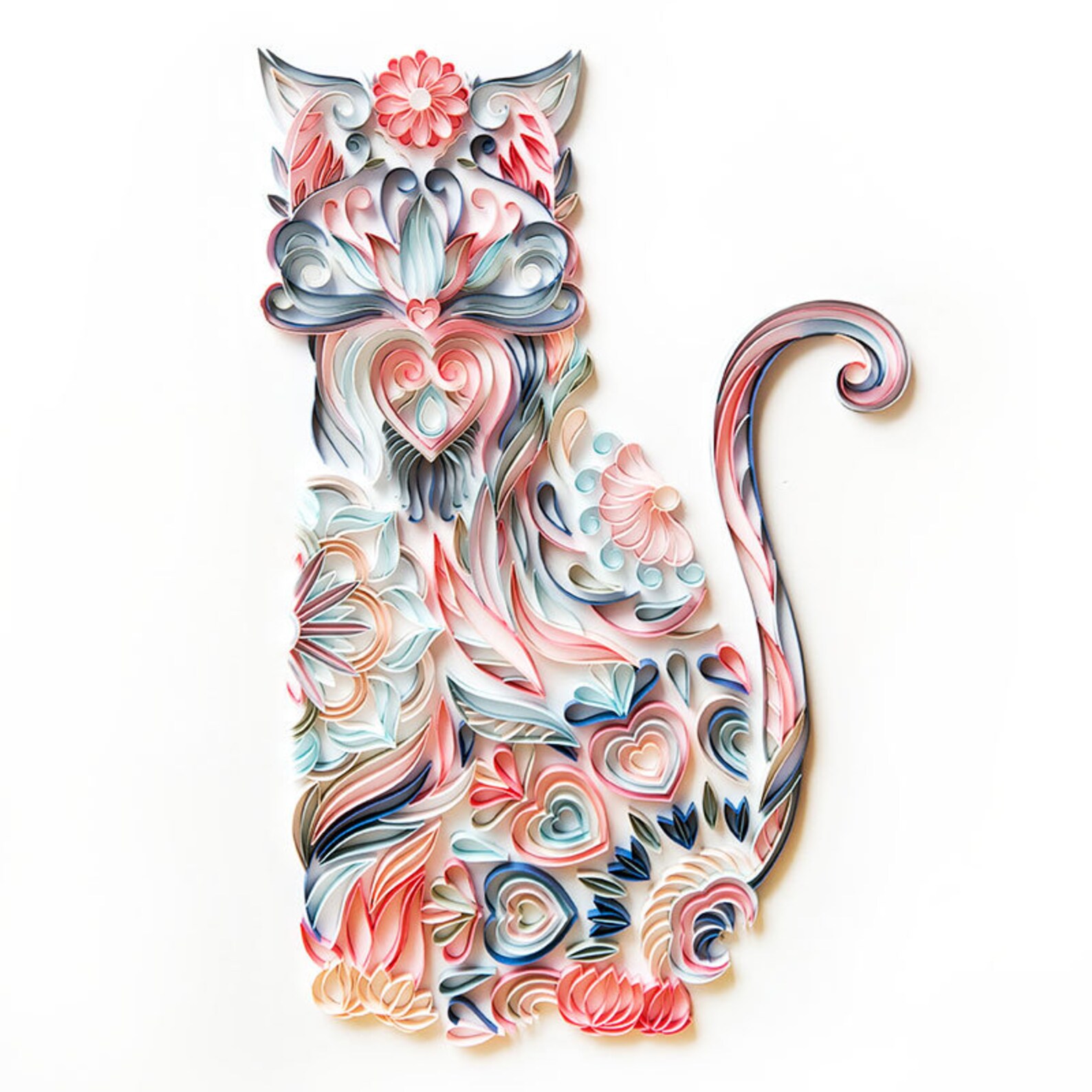 Large Size Paper Quilling Art for Home Decor Lovely Cat Etsy