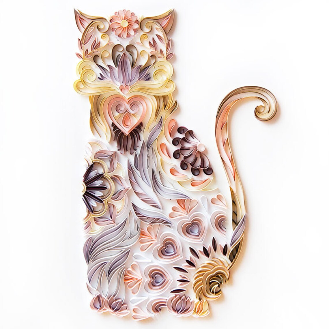 Large Size Paper Quilling Art for Home Decor Lovely Cat Etsy