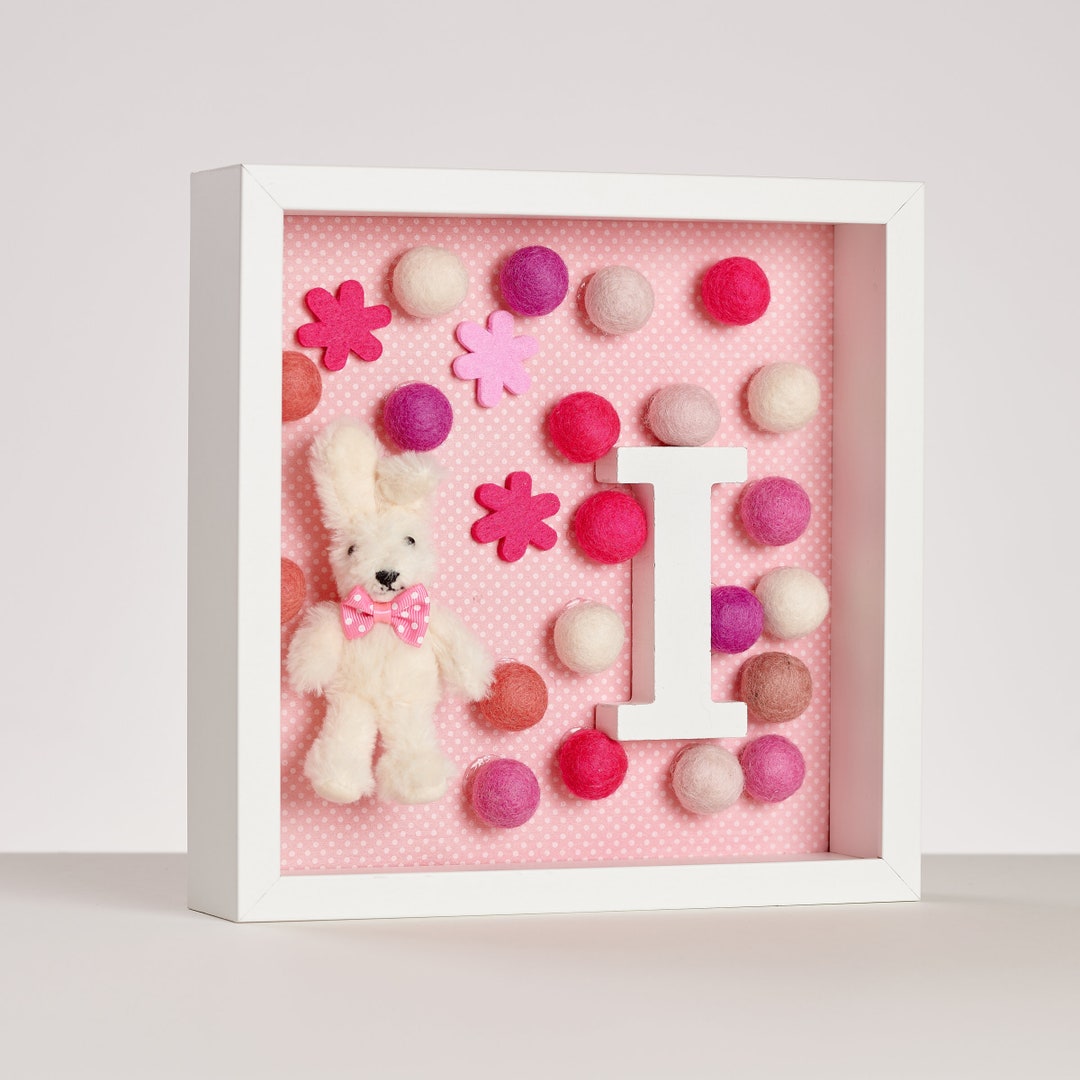 Frame With Initial and Bunny Nursery Decor 3D Nursery Etsy