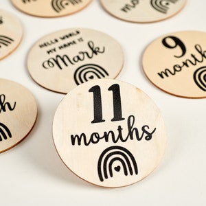 Disques de jalon mensuel en bois | cartes de jalon pour bébé | Signe de nom de bébé | | cadeau bébé | de faire-part de naissance Accessoire photo pour nouveau-né
