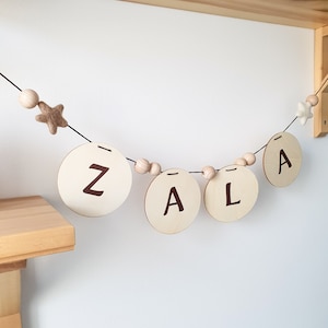 Name Garland | Wooden Garland with Name | Personalized Baby Room Banner | Name Banner for Kids | Custom Letters Banner | Baby Room Bunting