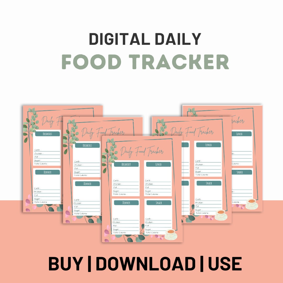 Editable Food Journal Printable Fillable Food Tracker Food Log Food