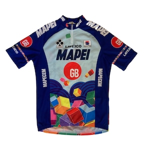 maillot cycliste vintage 96 Team Mapei style Tour de France bleu multicolore taille XXL