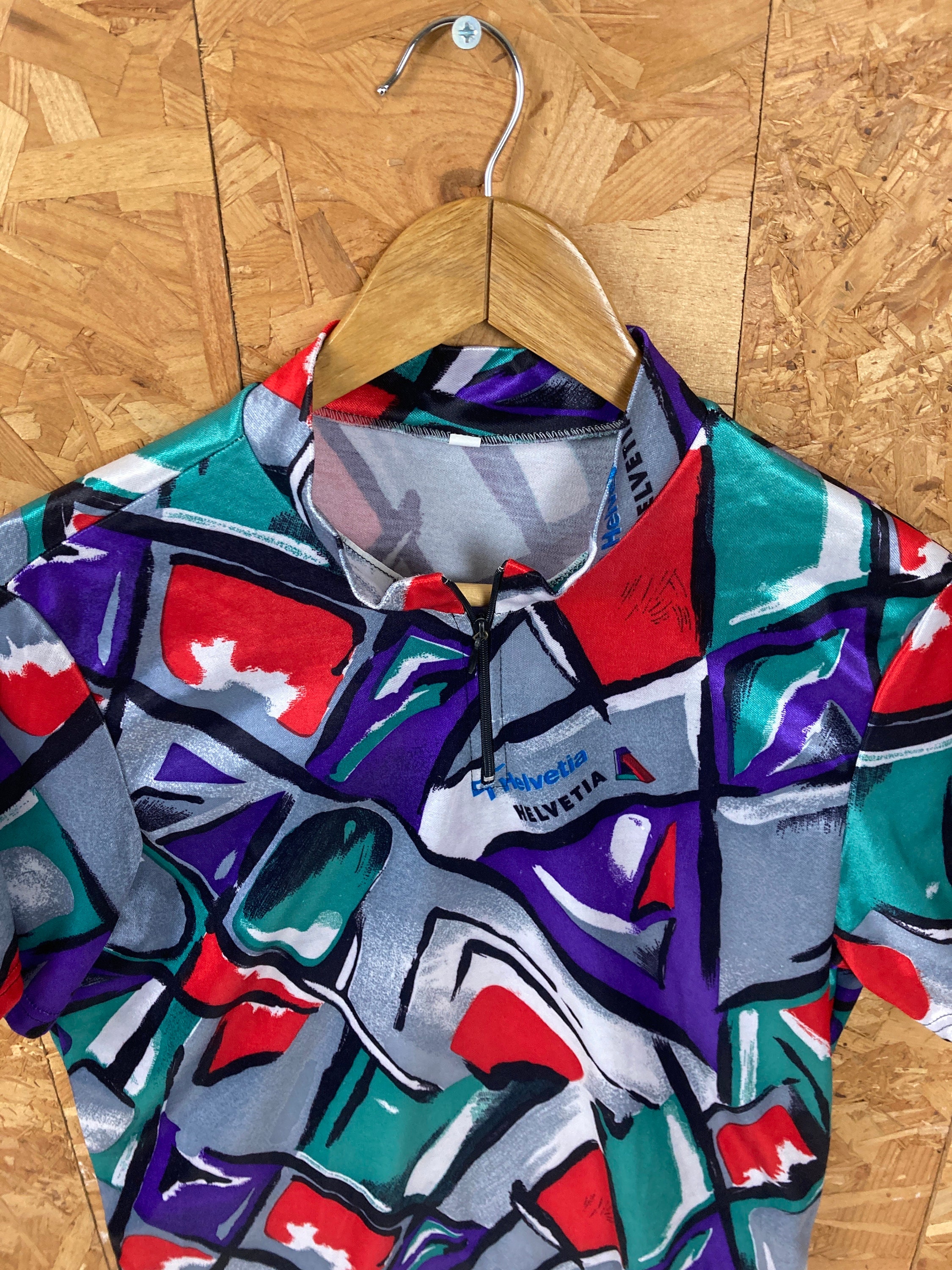 ウェア Helvetia La Suisse Cycling Jersey Helvetia La Suisse Red Vintage Long Sleeve Cycling Jersey Top