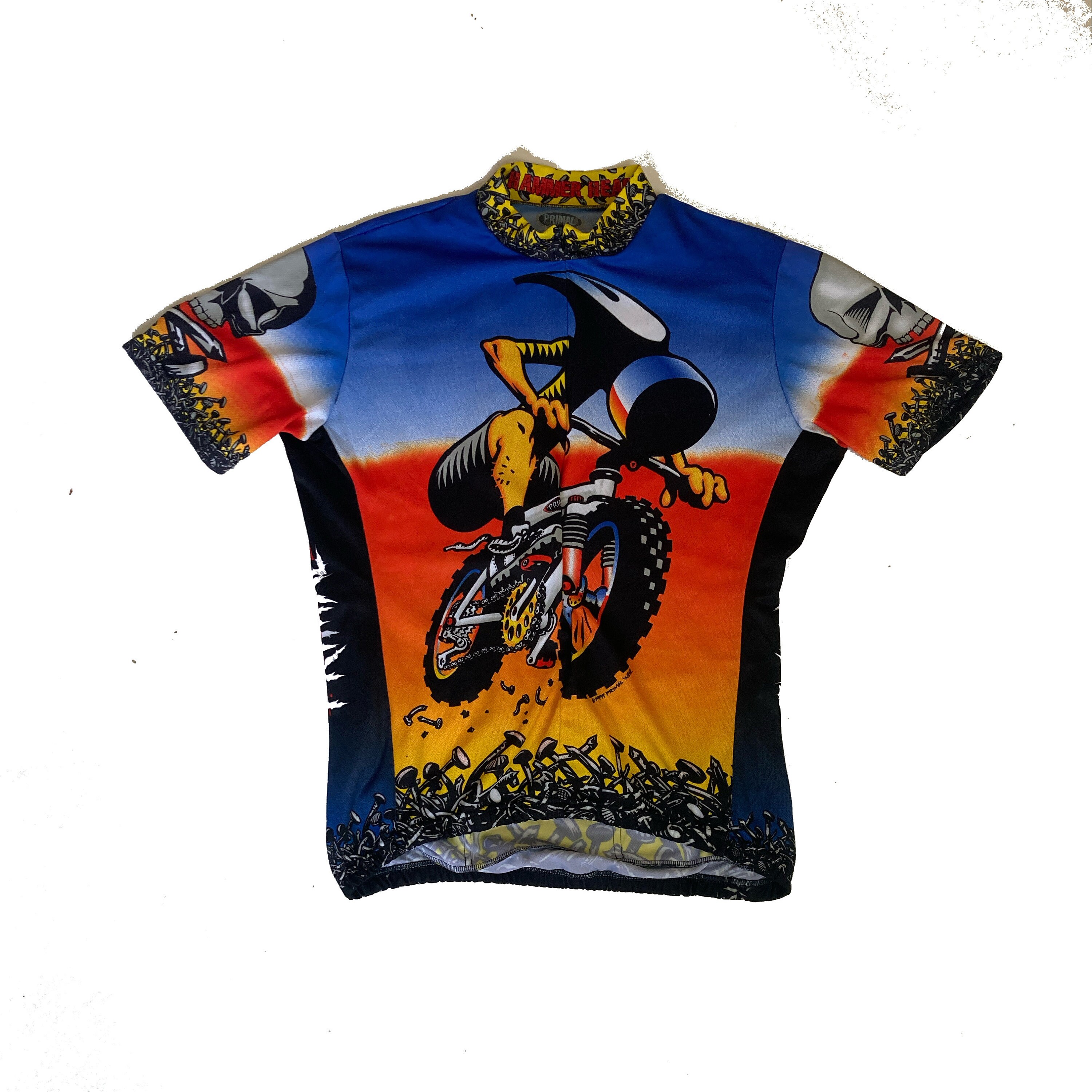Vintage des années 90 vtt primal wear dessin animé cycle jersey jaune rouge bleu taille XL - Canada