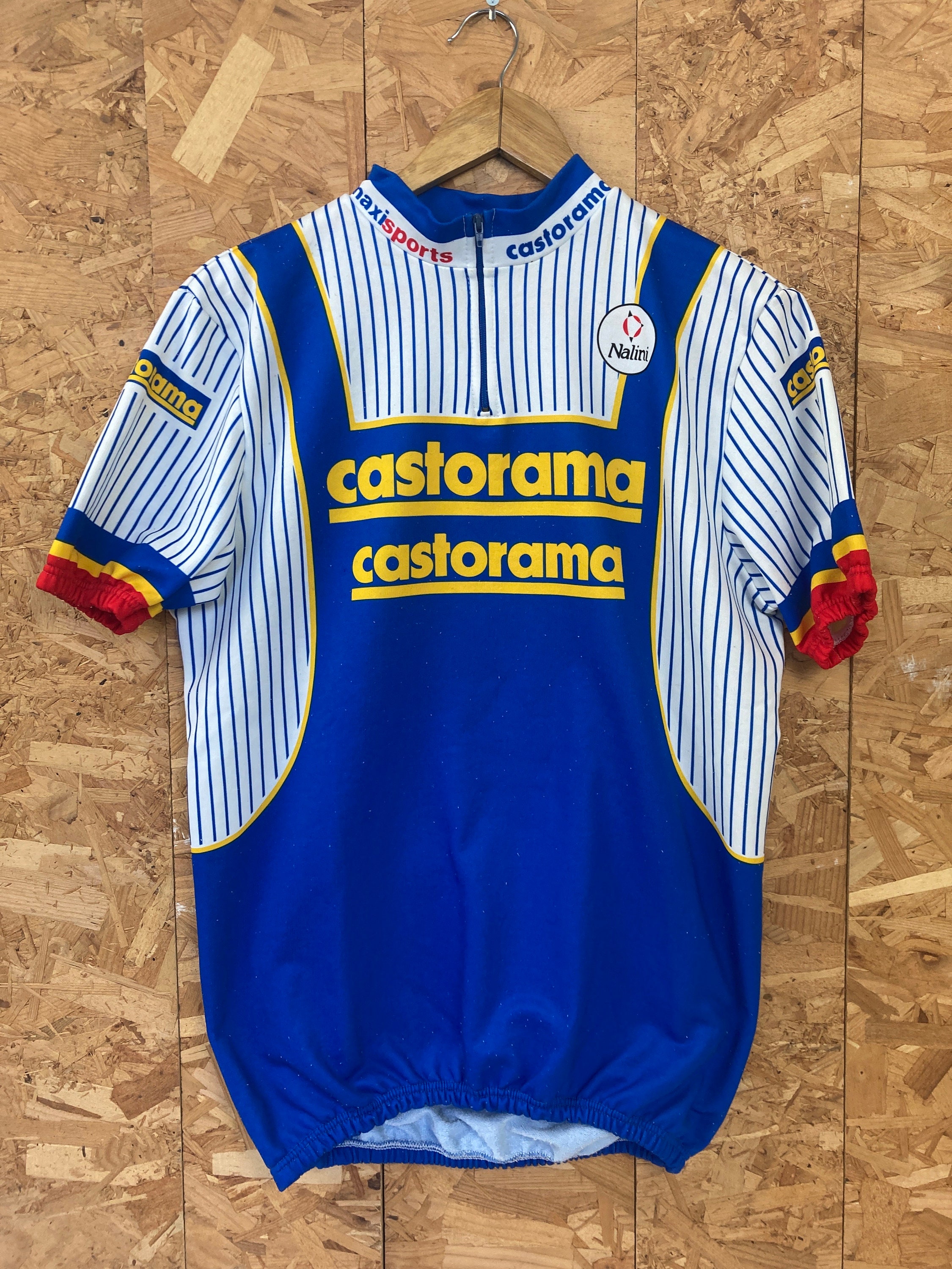 Maillot Cycliste Vintage Castorama Années 80 Par Nalini – Manches Courtes XXL – Bleu