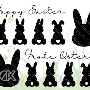 Easter bunny craft template with different ears, tail and saying | Silhouettes | Digital Download | svg jpg png pdf webp eps