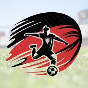 Football Player Silhouette Euro 2024 Albania - Sport Event Design SVG & PNG | digital download