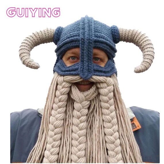 Vikings Beanies Viking Hat With Beard Crochet Viking Hat Etsy