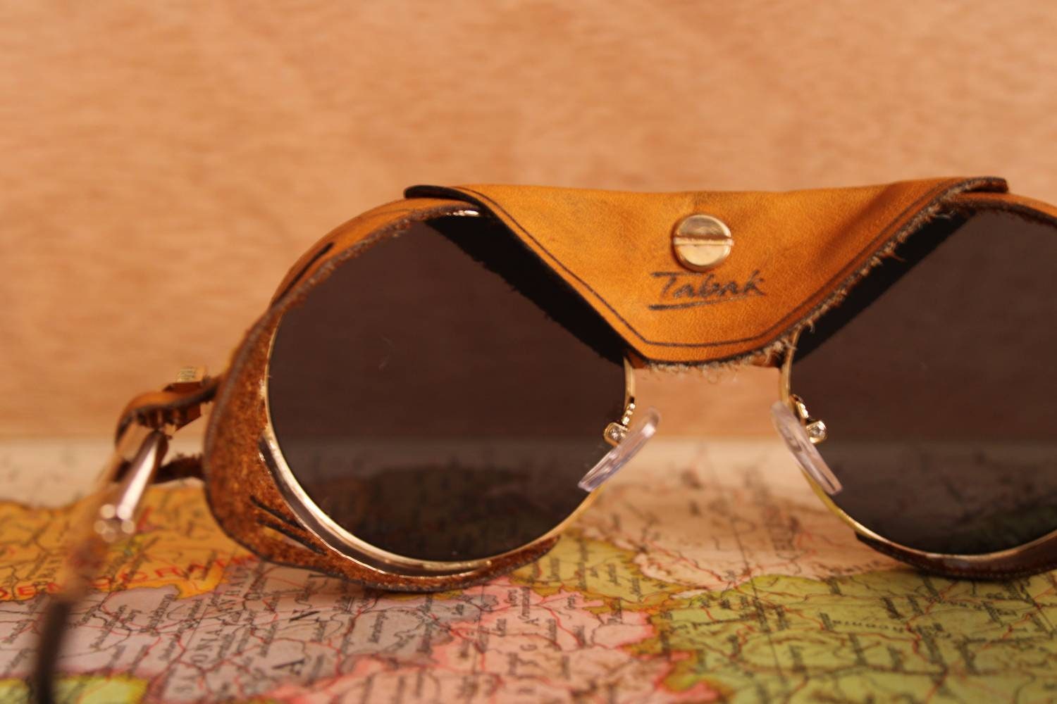 Tabak Leather Side Shield Sunglasses Handmade Unique. Etsy