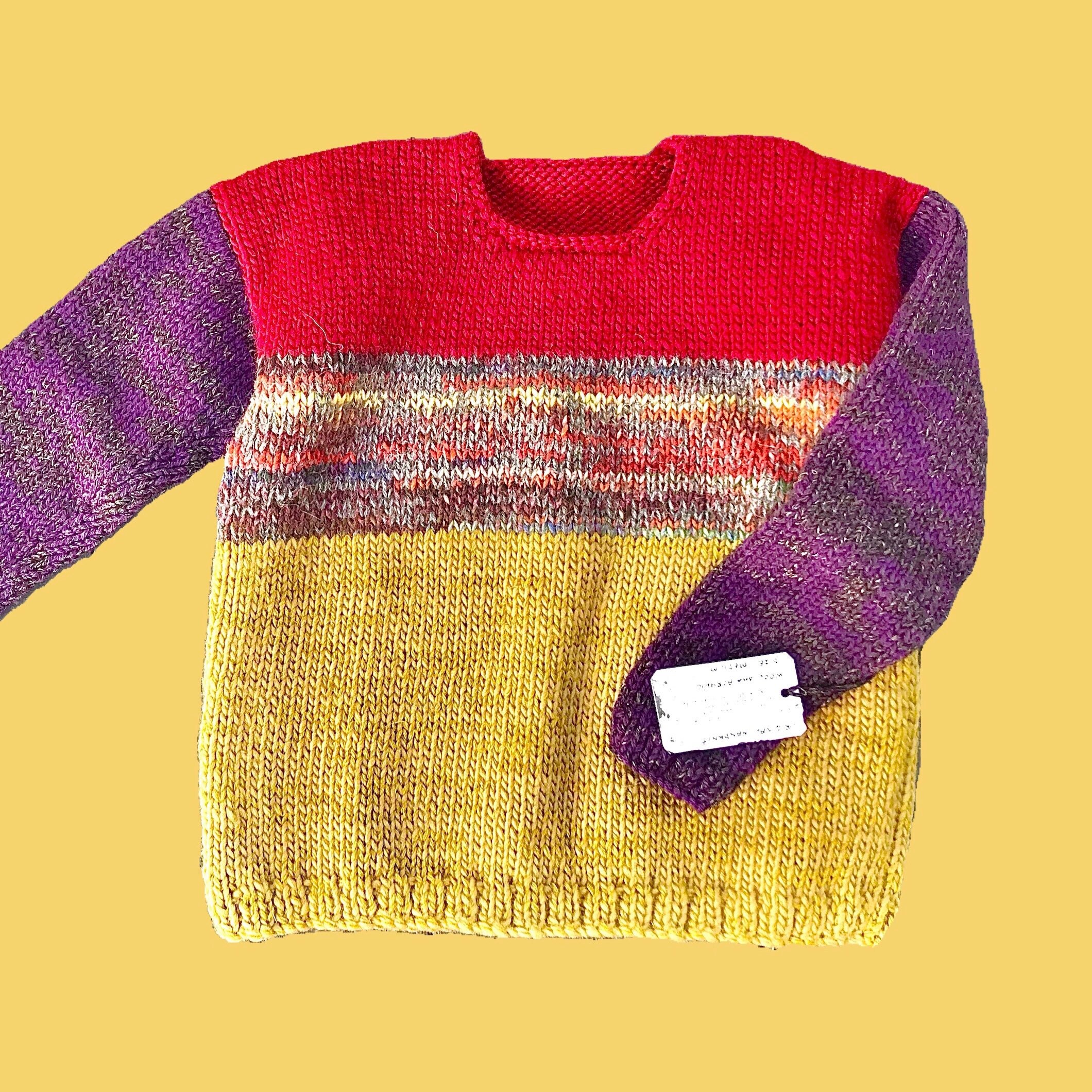 Hand knit wool and acrylic jumper Etsy