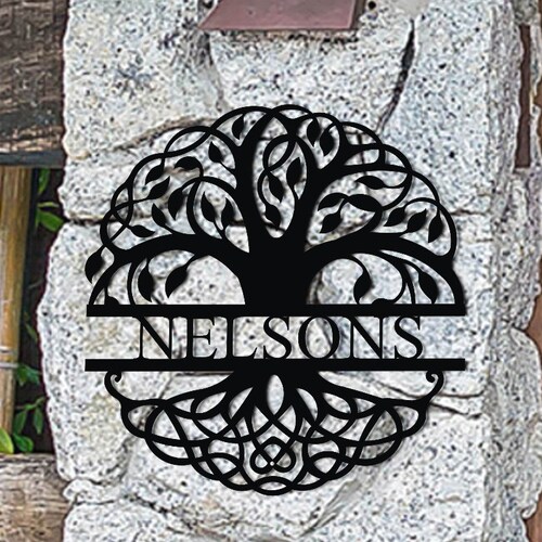 Metal Wall Art Metal Monogram Sign Personalized Family Name Etsy