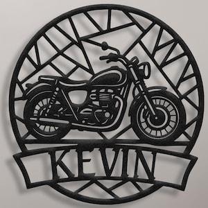 Custom Motorcycle Name Sign , Vintage Chopper Metal Wall Art for Garage , Man Cave or Workshop , Personalized Biker Gift for Him