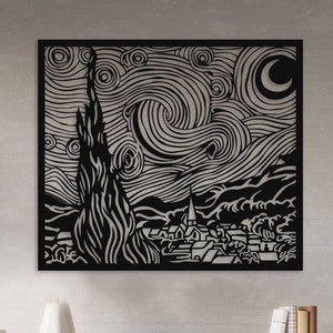 Starry Night Metal Wall Art , Van Gogh Starry Night Wall Decor , Living Room Wall Decor ,Van Gogh Starry Night Metal Wall Art, Bedroom Decor