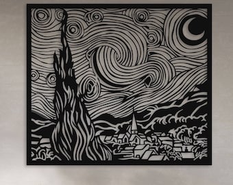 星空のメタルウォールアート：ゴッホ風インテリア
