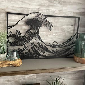 Hokusai Great Wave Metal Wall Art, Japans decor