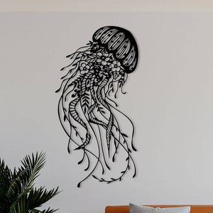 Jellyfish Metal Wall Art ,Marine Metal Wall Sign , Holiday Home Metal Wall Decor, Sea Life Wall Art , Jellyfish Art Work , Jellyfish Sign image 1